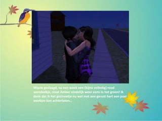 Missie geslaagd, na een week een (bijna volledig) rood
wensbalkje, staat Amber eindelijk weer eens in het groen! Ik
denk dat ik het gezinnetje nu wel met een gerust hart een paar
weekjes kan achterlaten…
 