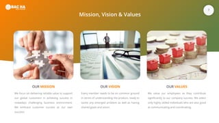 7
Mission, Vision & Values
OUR MISSION
We focus on delivering reliable value to support
our global customers in achieving success in
nowadays challenging business environment.
We embrace customer success as our own
success!
OUR VISION
Every member needs to be on common ground
in terms of understanding the product, ready to
tackle any emerged problem as well as having
shared goals and vision.
OUR VALUES
We value our employees as they contribute
significantly to our company success. We select
only highly skilled individuals who are also good
at communicating and coordinating.
 