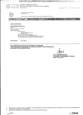 Bach degree transcript | PDF