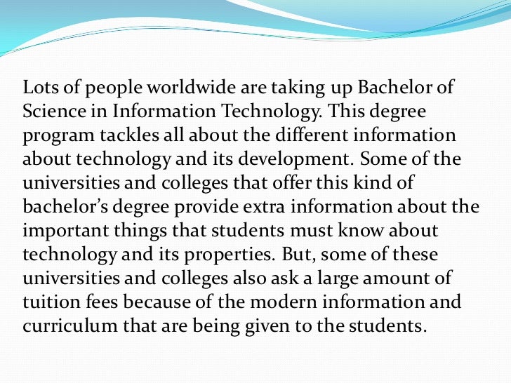 Bachelor Of Science In Information Technology Benefits And Advantag