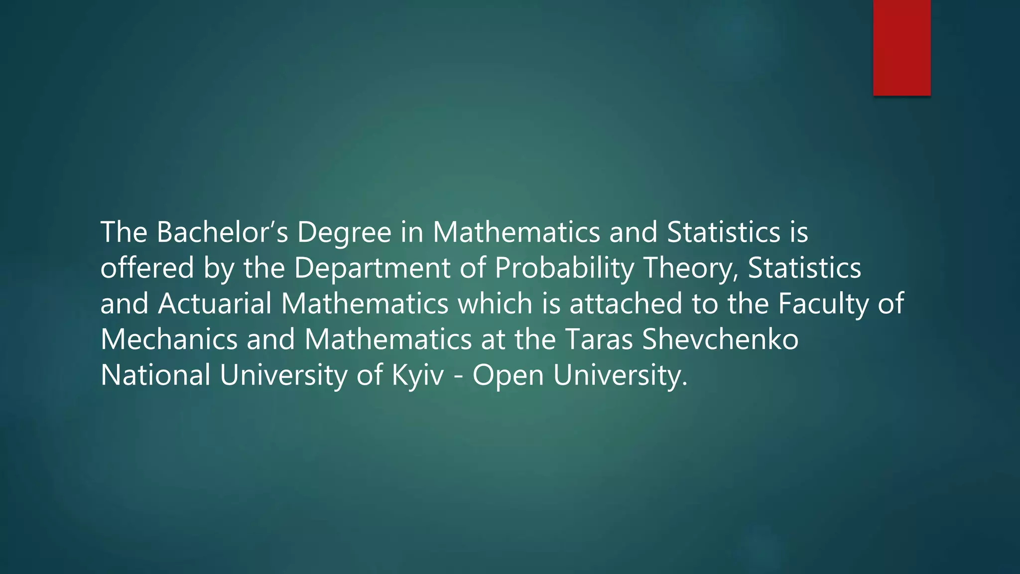 Bachelor in mathematics & statistics | PPT