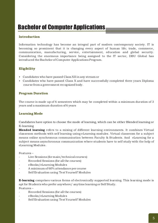 Bachelor of computer application program from top university