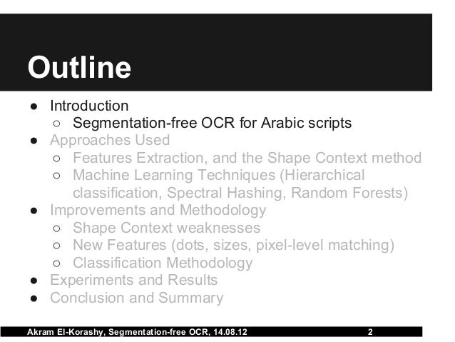 Arabic script recognition thesis report master