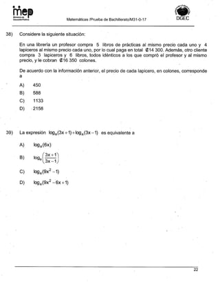 Bachillerato técnicos setiembre 2017