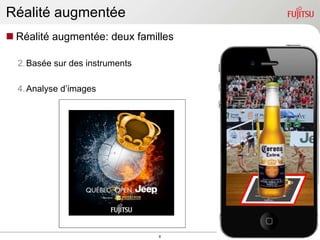 Réalité augmentée: deux familles Basée sur des instruments  Analyse d’images Réalité augmentée http://quebec.radionrj.ca 