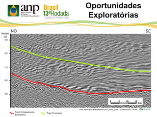 Oportunidades
Exploratórias
6,0
7,0
8,0
9,0
tempo
(s)
NO SE
0 5 10 15
km
5,0
Topo TuronianoTopo Embasamento
Econômico
Linha sísmica do levantamento 0257_PEP2_2015 – Cortesia SPECTRUM
 