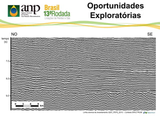 Oportunidades
Exploratórias
7,0
8,0
9,0
tempo
(s)
NO SE
0 3 6 9
km
Linha sísmica do levantamento 0257_PEP2_2015 – Cortesia SPECTRUM
 