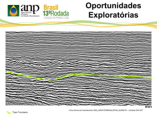Oportunidades
Exploratórias
Topo Turoniano
Linha sísmica do levantamento 0022_GREATERBRASILSPAN_SUBSET6 – Cortesia ION GXT
 