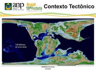 164 Milhões
de anos atrás
152 Milhões
de anos atrás
130 Milhões
de anos atrás
122 Milhões
de anos atrás
108 Milhões
de anos atrás
SINBPA/Petrobras
Scotese
Contexto Tectônico
 