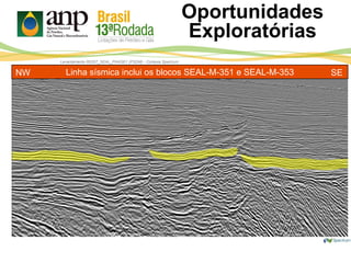 Linha sísmica inclui os blocos SEAL-M-351 e SEAL-M-353
Levantamento R0257_SEAL_PHASE1 (PSDM) - Cortesia Spectrum
NW SE
Oportunidades
Exploratórias
 