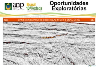 Linha sísmica inclui os blocos SEAL-M-351 e SEAL-M-353
Levantamento R0257_SEAL_PHASE1 (PSDM) - Cortesia Spectrum
NW SE
Oportunidades
Exploratórias
 