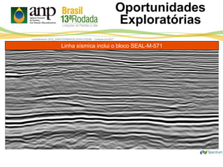 Levantamento 0022_GREATERBRASILSPAN (PSDM) - Cortesia Ion/GXT
Oportunidades
Exploratórias
NW SELinha sísmica inclui o bloco SEAL-M-571
 