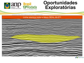 Levantamento 0022_GREATERBRASILSPAN (PSDM) - Cortesia Ion/GXT
Oportunidades
Exploratórias
NW SELinha sísmica inclui o bloco SEAL-M-571
 