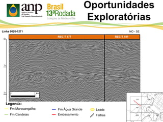 Oportunidades
Exploratórias
Linha 0026-1271
REC-T 177 REC-T 191
Fm Maracangalha
Fm Candeias
Fm Água Grande
Embasamento
Leads
Legenda:
Falhas
NO - SE
0 1 km
 