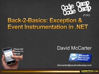 Back-2-Basics: Exception & Event Instrumentation in .NET 