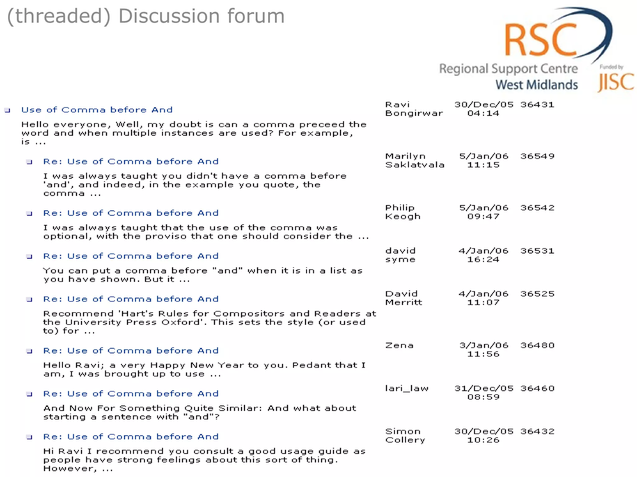 (threaded) Discussion forum 