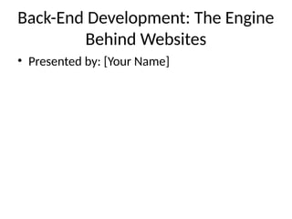 Back End Development Presentation123 Pptx