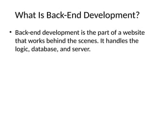 Back End Development Presentation123 Pptx