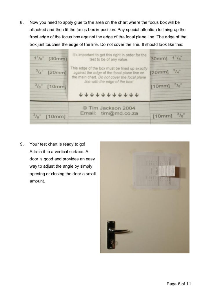 Back front focus test chart