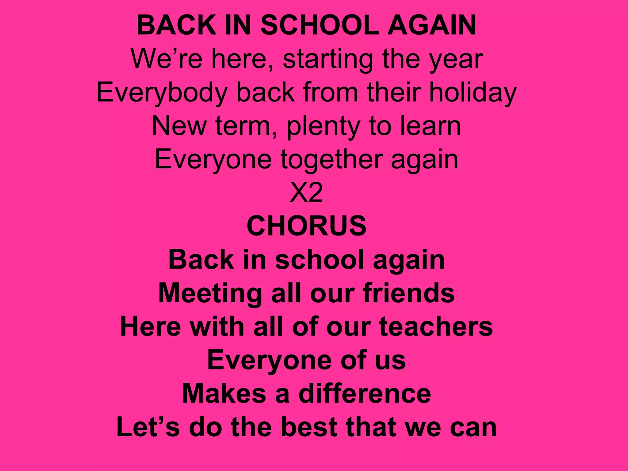 Back In School Again | PPT