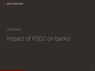 Overview
Impact of PSD2 on banks
“.”8
 