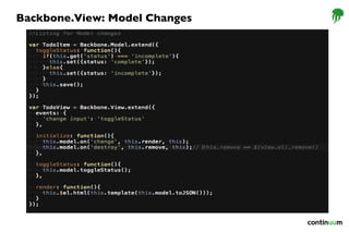 Backbone.View: Model Changes
 