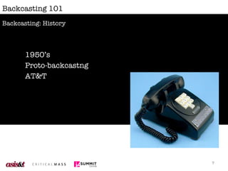 Backcasting 101 1950’s Proto-backcastng AT&T Backcasting: History 