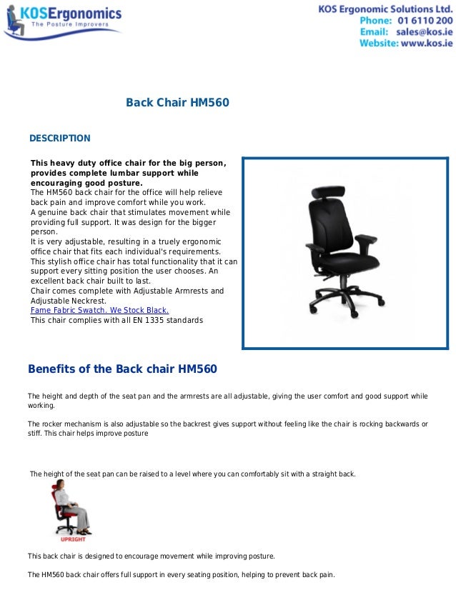 Heavy Duty Back Chair For Larger Person Great Lumbar Support Ireland