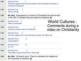 World Cultures :  Comments during a video on Christianity 
