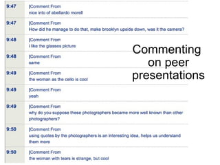 Commenting  on peer presentations 