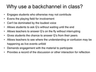 Chat backchannel Backchannel Communication