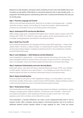Comprehensive Professional Guide to Backend Development in 2026 | PDF
