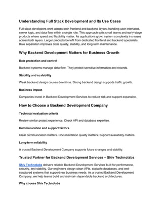 Backend vs Frontend Development: Key Differences | PDF