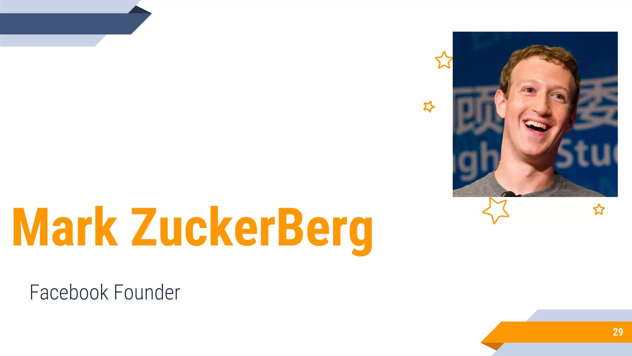 Mark ZuckerBerg
Facebook Founder
29
 