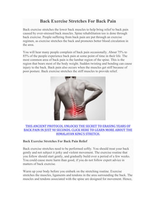 Back exercise stretches for back pain PDF
