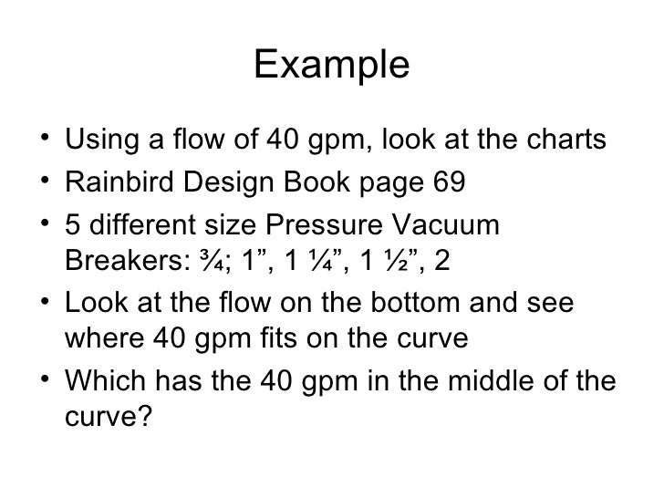 Backflow Preventer Pressure Loss Chart