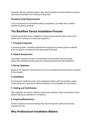 Comprehensive Guide to Backflow Device Installation for Water Safety | PDF