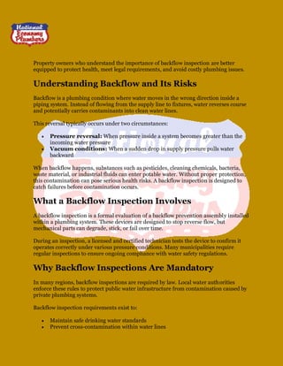 Backflow Inspection A Critical Step in Protecting Drinking Water ...