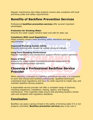 Backflow Prevention Services Ensuring Safe and Clean Water for Your ...