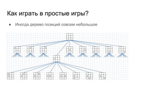 Как играть в простые игры?
● Иногда дерево позиций совсем небольшое
 