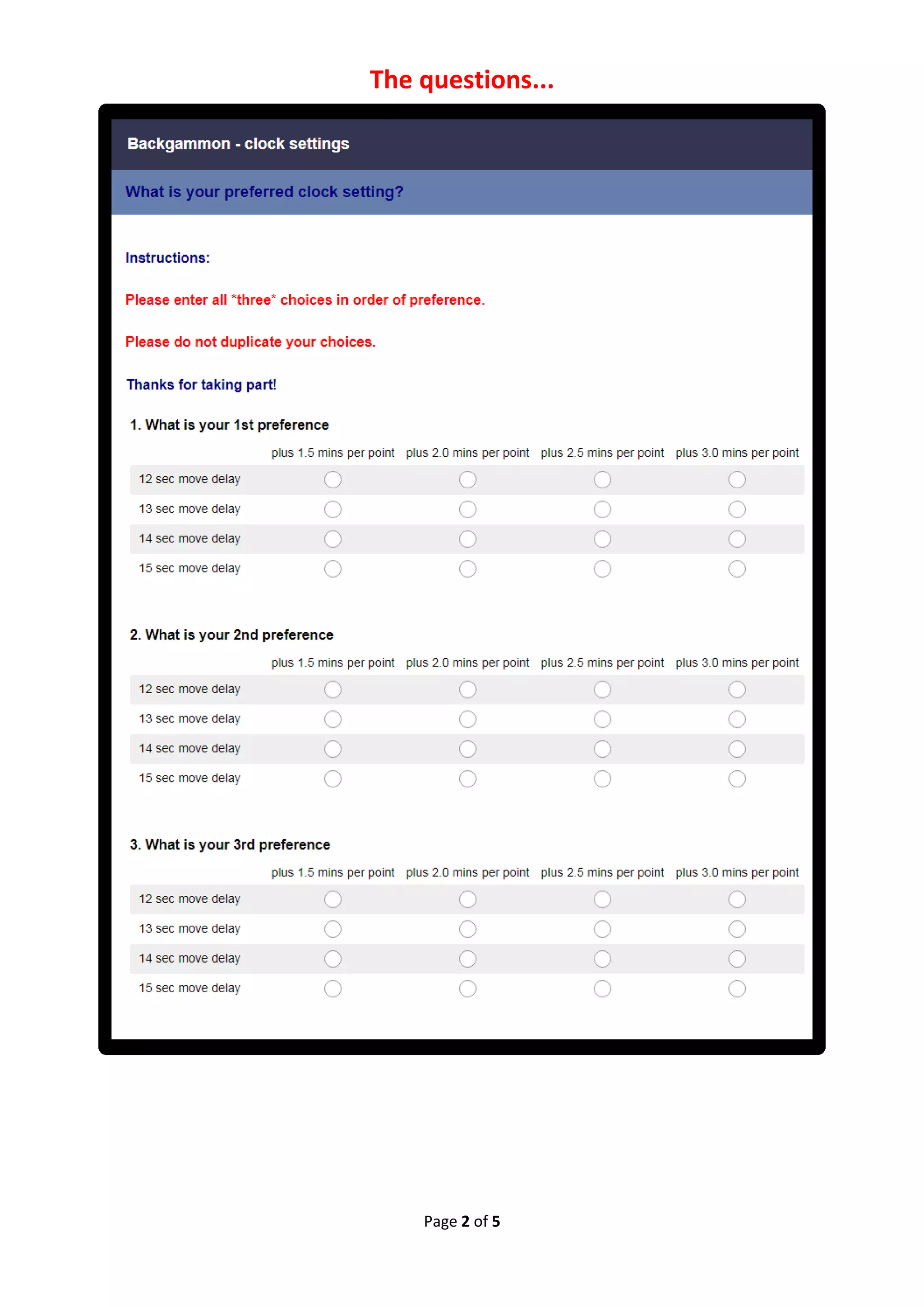 Page 2 of 5
The questions...