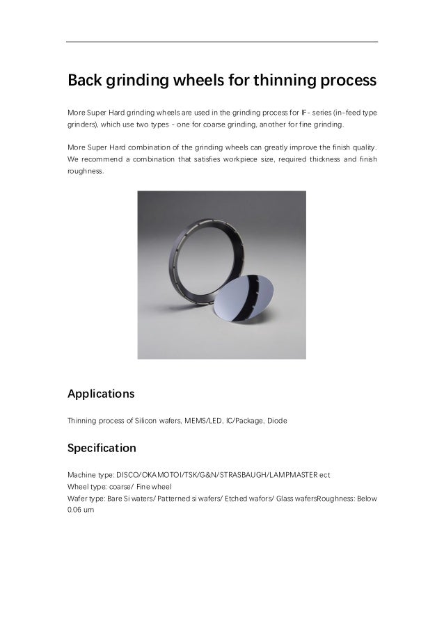 Back grinding wheels for thinning process