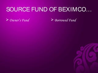 SOURCE FUND OF BEXIMCO…
 Owner’s Fund  Borrowed Fund
 