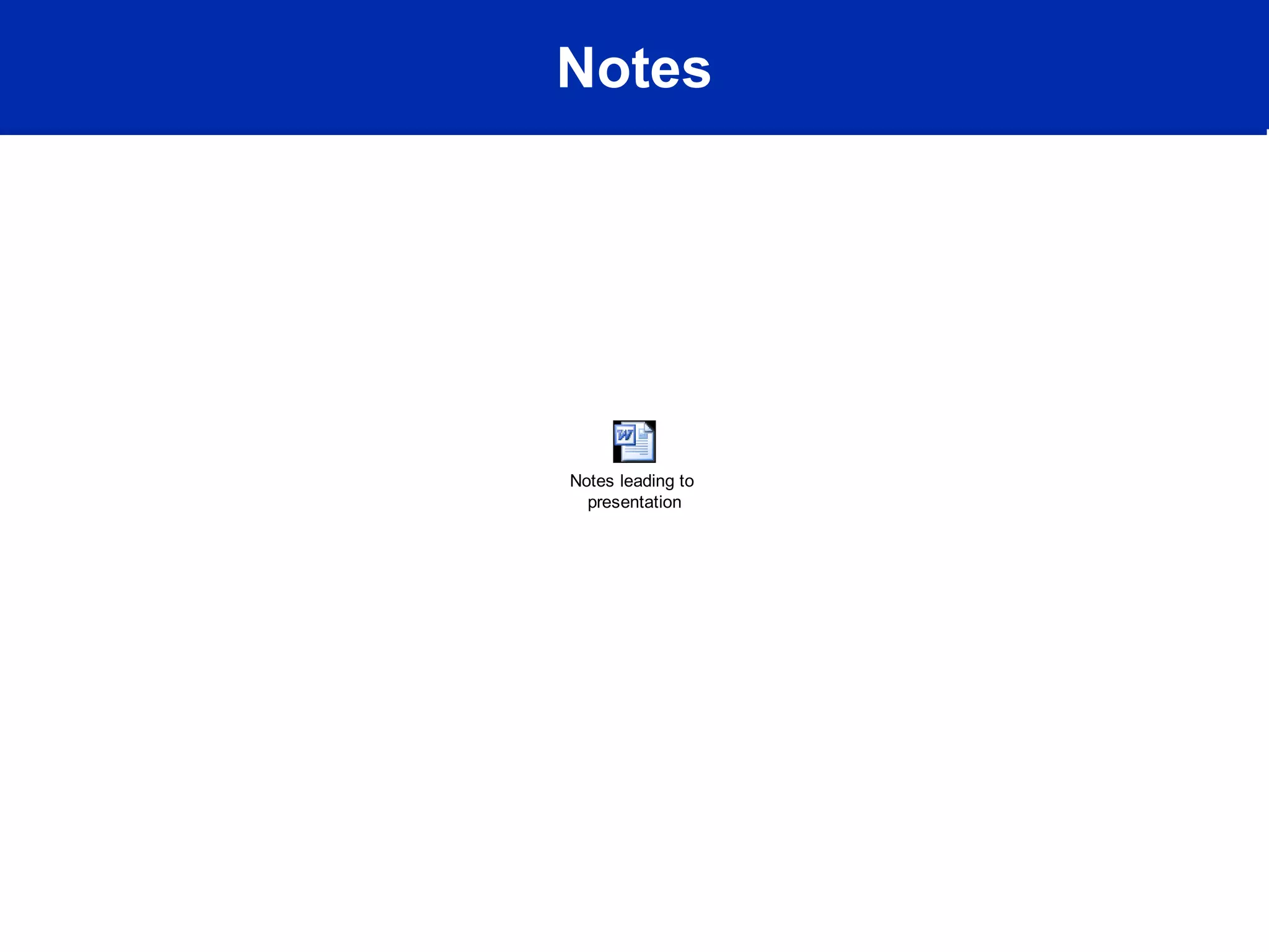 Notes
Notes leading to
presentation
 