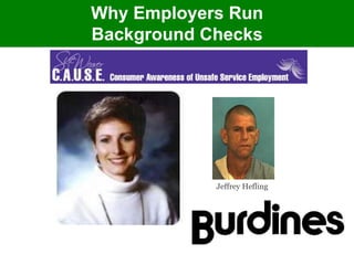 Why Employers Run 
Background Checks 
Jeffrey Hefling 
 