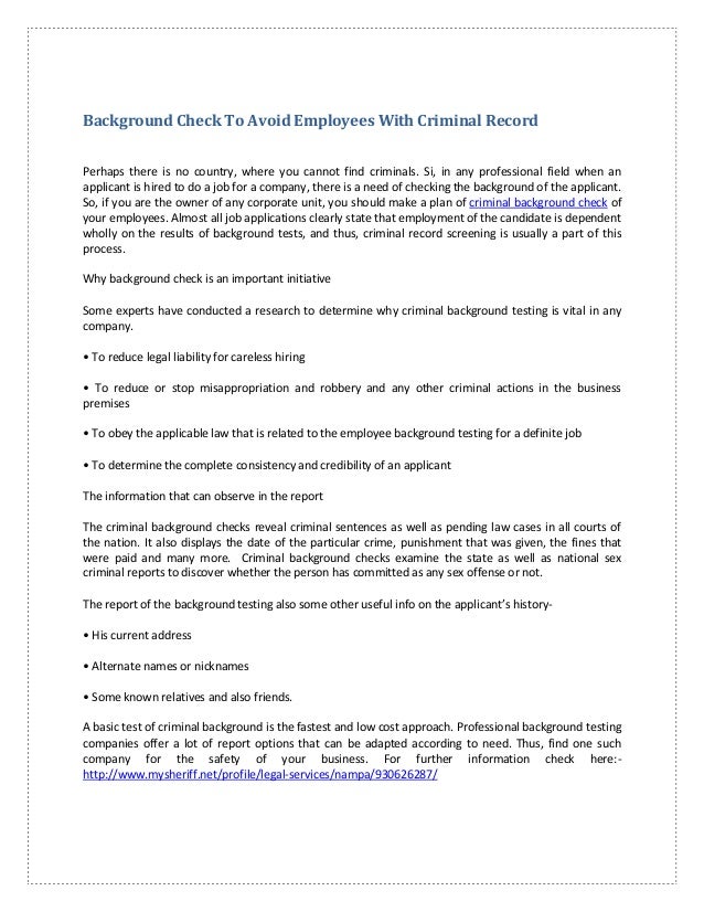 Background Check To Avoid Employees With Criminal Record
