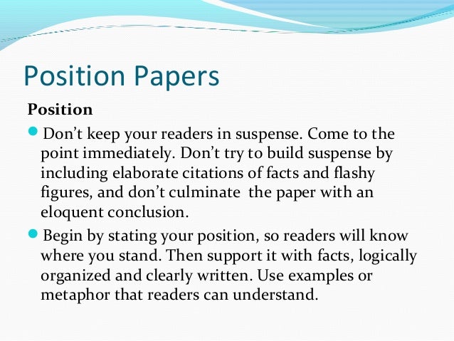 Backgrounders And Position Papers Position Papers Thesis Examples For Essays also High School Essay Samples Learn English Essay Writing
