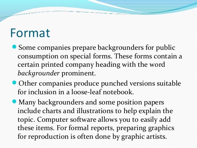 backgrounders and position papers backgrounder format