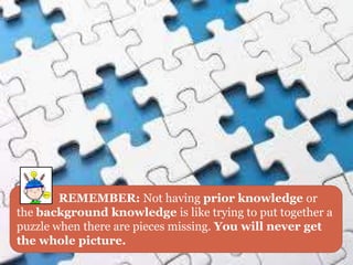 Prior and background knowledge in reading | PPTX