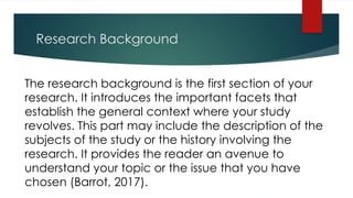 background of study Which includes Activity about the Topic | PPTX